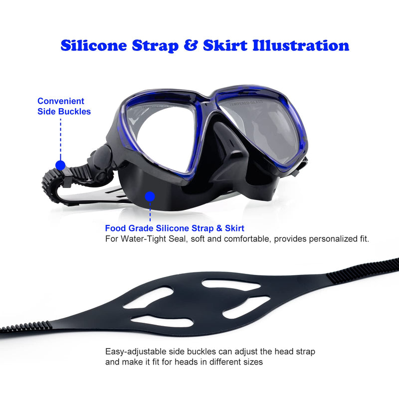 [Australia - AusPower] - Adult Snorkeling Set, Panoramic Anti-Fog Scuba Diving Mask and Dry Snorkel, Tempered Glass Swim Mask, Professional Youth Snorkel Mask Gear for Snorkeling, Swimming, Diving 