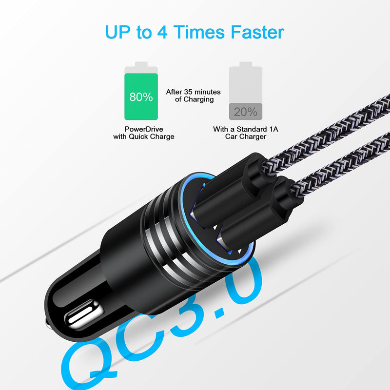 [Australia - AusPower] - Car Charger Adapter 30W Fast Car Phone Charger Adapter Cigarette Lighter USB Charger Quick Charge for iPhone 13 Pro Max 13 Mini 12 Pro Max 11 Pro Max SE XS, Samsung Galaxy S21 S20, Moto, LG, Android Black 