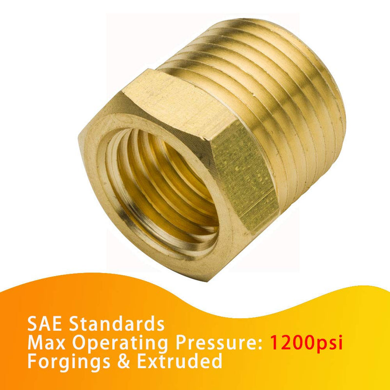 [Australia - AusPower] - Legines Brass Pipe Fitting Hex Bushing 3/4" NPT Male x 3/8" NPT Female Adapter 1200psi (Pack of 2) 3/4×3/8 