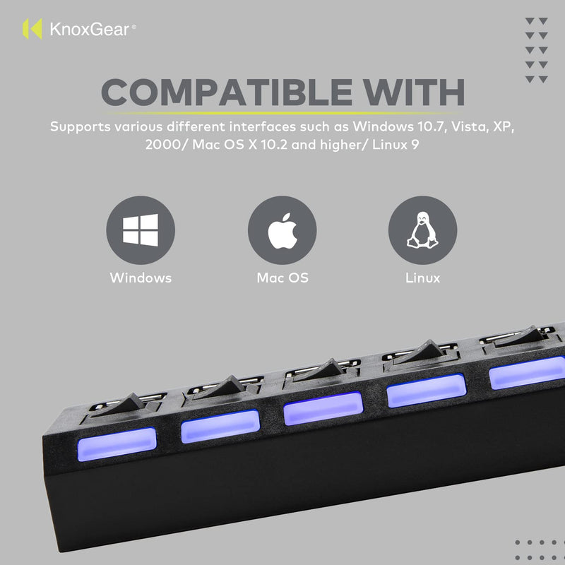 [Australia - AusPower] - Knox Gear Universal 7-Port 2.0 USB Hub 
