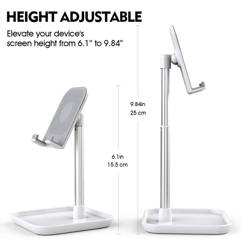 [Australia - AusPower] - Licheers Cell Phone Stand, Height Angle Adjustable Phone Holder for Desk Tablet Stand Compatible with iPhone 13/12/11 Pro Max, Samsung Galaxy S10 S9 S8 S7 Note10, Google Pixel,Kindle,Switch (White) White 