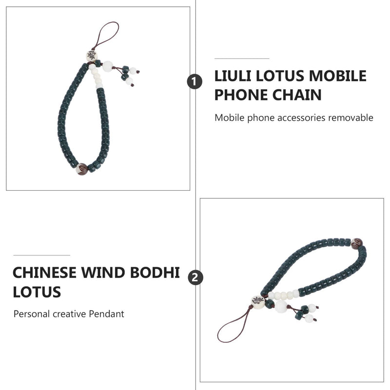 [Australia - AusPower] - UKCOCO Phone Charm Key Chain Hand Wrist Strap Chinese Style Bodhi Lotus Phone Charm Pendant Hanging Chain for Car Key Holder Bag Decor 