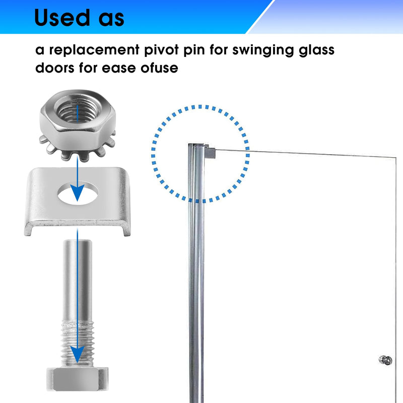 [Australia - AusPower] - ðŸðŸŽðŸðŸ‘ ð”ð©ð ð«ðšððž Shower Door Pivot pin- Stainless Steel Pivot pin Parts for Pivot Shower Doors -Shower Door Hardware Parts Contain Hex-Nut and Washer 