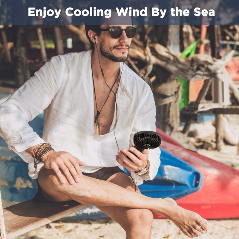 [Australia - AusPower] - Handheld Fan, EasyAcc 2022 Upgraded Portable Fan [ 4 Speed Quiet Powerful Hand Fan] 3-17 Hours Battery Operated Fan, One Touch Power Off Foldable USB Desk Fan Personal Fan for Home Travel Outdoor Black 3-17H Working Time 
