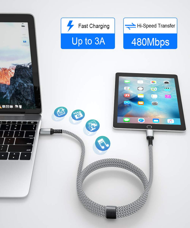 [Australia - AusPower] - USB C to Lightning Charger Cable 10ft with USB A Adapter,Apple MFI Certified Type C Power Delivery PD Fast Charging Cord for New iPhone 11 12 13 Mini Pro Max,SE 2020,iPad 8 9 8th 9th Generation 2021 Silver 