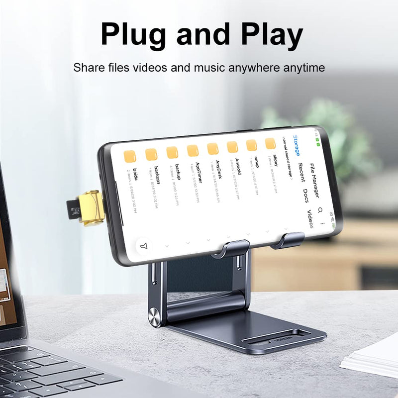 [Australia - AusPower] - Micro SD Card Reader, BorlterClamp USB C SD Card Reader, USB C to Micro SD/TF Memory Card Reader Adapter, Compatible with MacBook, Laptops, Galaxy Phones and More (Gold) 