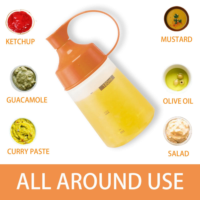 [Australia - AusPower] - TOCKONIMN Condiment Squeeze Squirt Bottles for Sauces Plastic - (2pcs, 6oz) Ketchup Bottles with Top for Paint Cooking Liquids Sauce Dispenser Kitchen Food Bbq Pancake Drizzle Mustard Icing Clear 2 pcs 6 oz Big Mouth,Orange 
