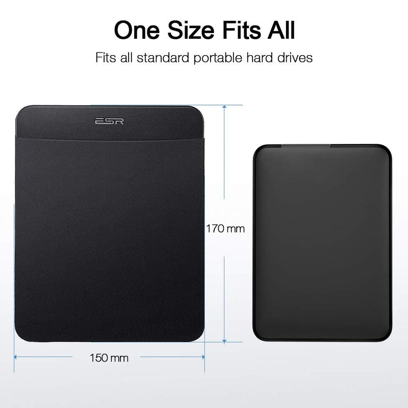 [Australia - AusPower] - ESR Portable External Hard Drive Carrying Case, Pouch Holder for Computer Accessories, Sleeve Storage Organizer for Battery Pack, Wireless Mouse, Cables, and Earphones - Black 