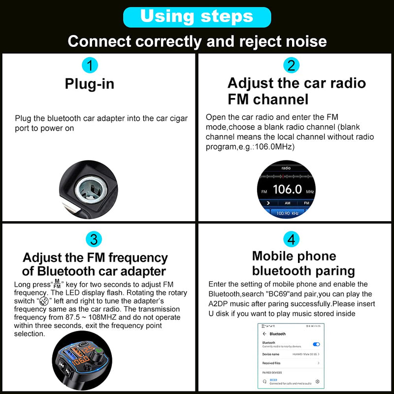 [Australia - AusPower] - Bluetooth FM Transmitter for Car Adapter, 41W PD3.0 and QC3.0 Fast Charging U Disk Player Included 32G Flash Drive Hands-Free Calling Bluetooth 5.0 Music Play Mode Dual Screen Display 