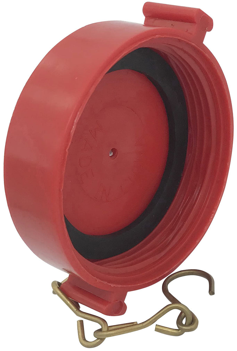 [Australia - AusPower] - SpringSpray (2 Pack) 2-1/2" NH/NST Plastic Fire Hose Connection Standpipe Cap Fitting and Chain Red Plastic Anti Theft FDC Cap Fire Equipment 2.5 Inch 