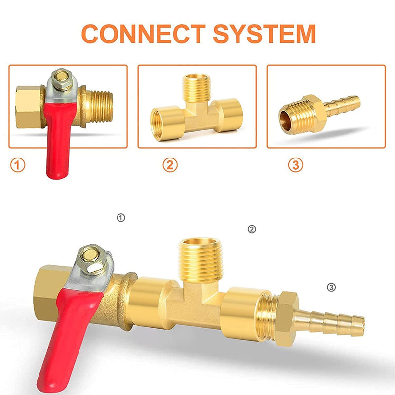 [Australia - AusPower] - GASHER 2PCS Metals Brass Pipe Fitting Barstock Male Branch Tee T Adapter 1/4" NPT Female x 1/4" NPT Female x 1/4" NPT Male 2 