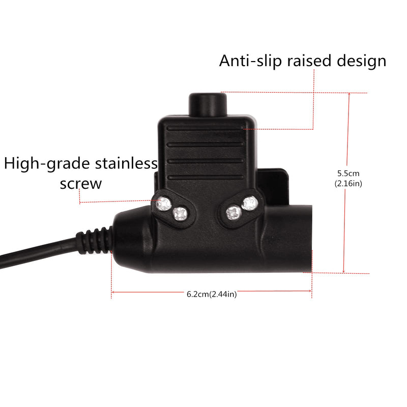 [Australia - AusPower] - WODASEN Tactical U94 PTT Push to Talk with 2 Pin Compatible with Kenwood Walkie Talkie Headset Compatible with Baofeng Two Way Radios 
