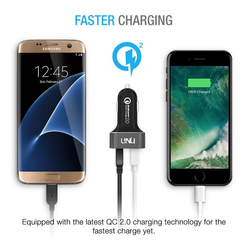 [Australia - AusPower] - Quick Charge 2.0 Car Charger, UNU Dual USB Car Charger Power Charging 36W QC 2.0 2-Port for Samsung Galaxy S8/S8+, Note 8, iPhone 7, 6s 6 Plus, iPad Pro/Mini, LG G6, HTC, Nexus and More Devices 