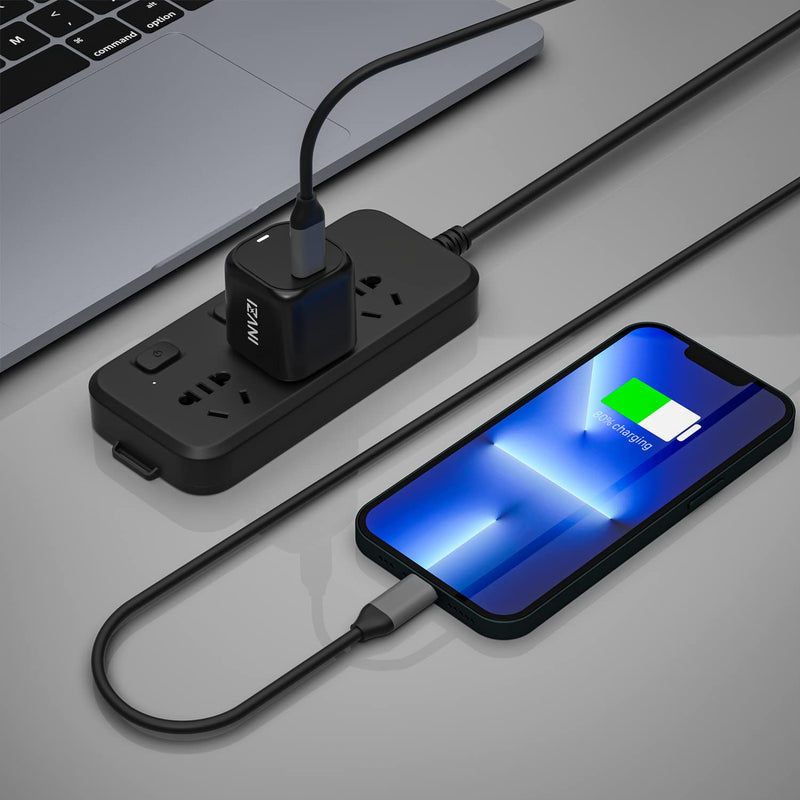 [Australia - AusPower] - USB C Wall Charger 30w, INVZI GaN USB C Charger for iPhone 12 13 Pro Max, 33w PPS USB-C Fast Charger Block for MacBook Air, iPad Pro, Galaxy S21/S20/S10, Note 20/10+, Pixel 6 Pro, Black 