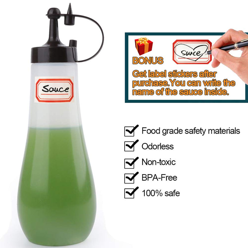 [Australia - AusPower] - Condiment Squeeze Bottle Sauce Squeeze Squirt Bottle for Kitchen Plastic Syrup Salad Dressing Container Food Dispenser for Oil Ketchup Griddle Hot Sauce Catsup Pancake Art 16 OZ, Pack of 3 Brown, 3 