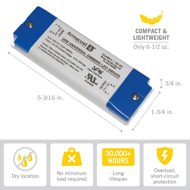 [Australia - AusPower] - Armacost Lighting 820200 for LED Lighting, with Removable AC Cord, 20 Watt, Gray 12 Volt 