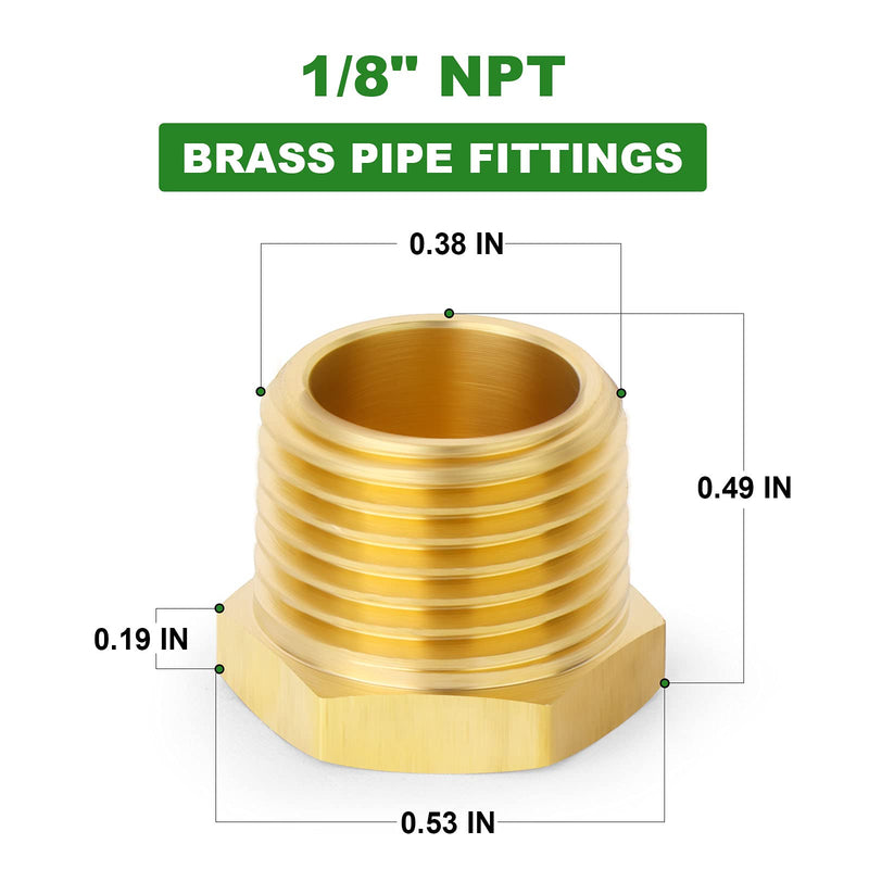[Australia - AusPower] - TAISHER 10Pcs Brass Outer Hex Thread Socket Pipe Plug Fitting 1/8" NPT Male 10 