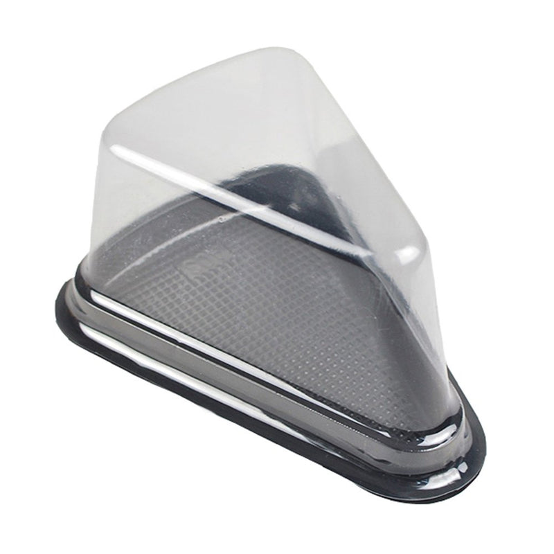 [Australia - AusPower] - Set of 50 Plastic Triangular Take-Out Container with Flat Base and Clear Lid for Pie and Cake Slices (Clear Lid Black Base) Clear Lid Black Base 