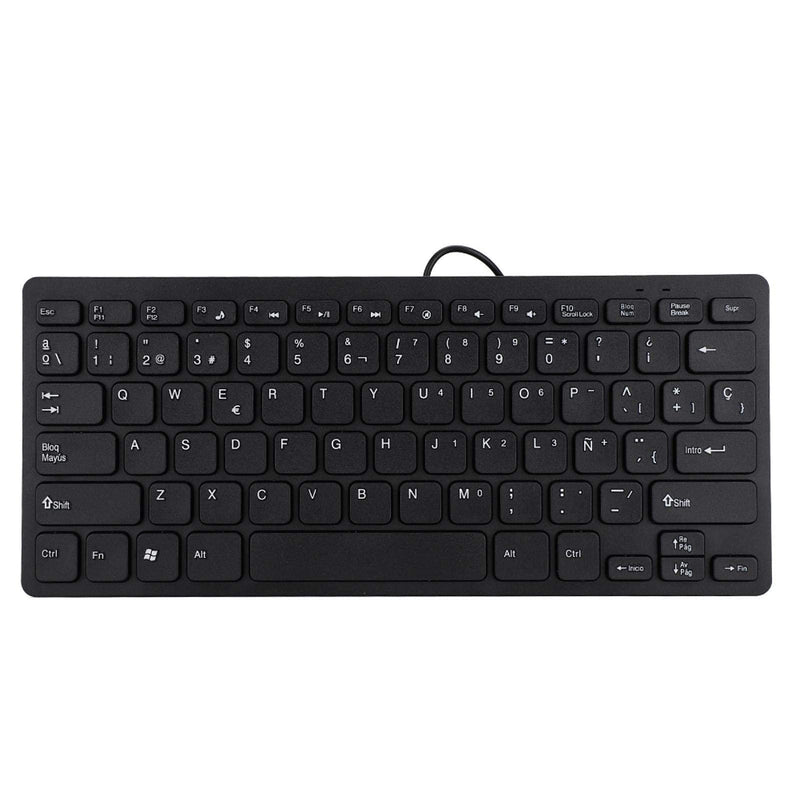 [Australia - AusPower] - Ultra-Thin Wired Keyboard Portable Mini Spanish Keyboard USB Interface 78 Sensitive Keys for Desktop Computer 