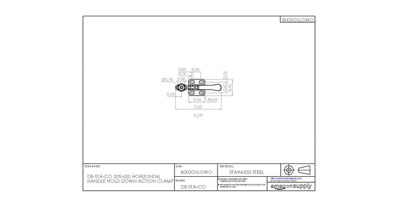 [Australia - AusPower] - DE-STA-CO 205-USS Horizontal Handle Hold Down Action Clamp 