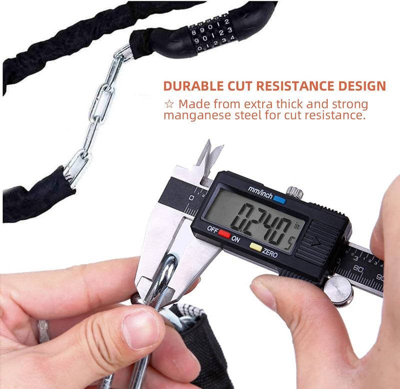 [Australia - AusPower] - Sportneer Bicycle Chain Lock, 5-Digit Resettable Combination Anti-Theft Bike Locks 3.2 ft Black 