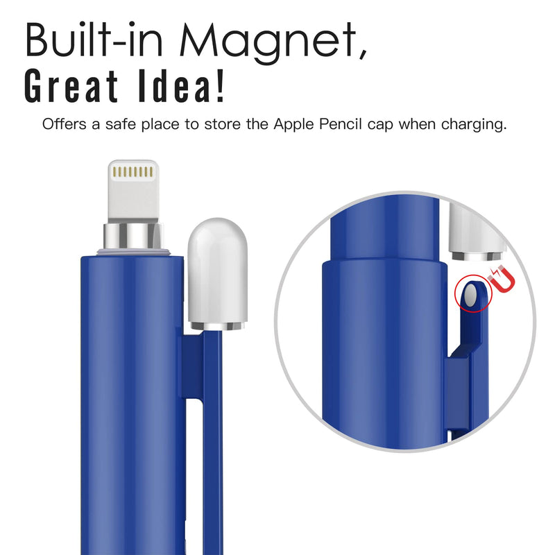 [Australia - AusPower] - MoKo Holder Case Fit Apple Pencil 1st Gen, Retractable Tip Cap Fit New iPad 10th Gen 2022, iPad 9th Gen 2021, iPad 8th Gen 2020 iPad 6th 9.7 2018, iPad Mini 5th Gen Pencil Sleeve, Navy Blue 
