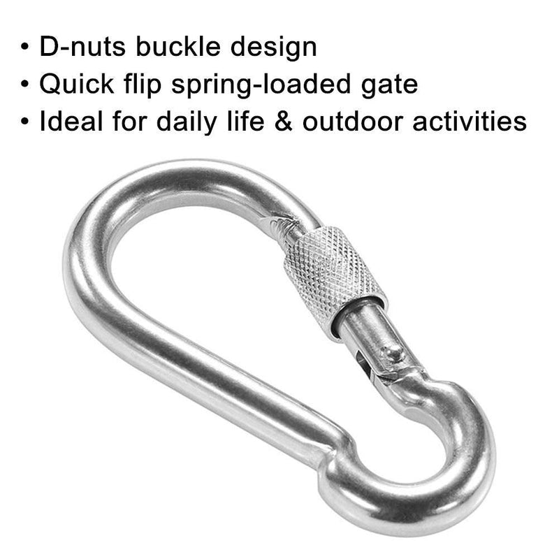 [Australia - AusPower] - PROND Locking Carabiners, Heavy Duty Carabiner, 316 Stainless Steel Screw Lock Carabiner Hooks 