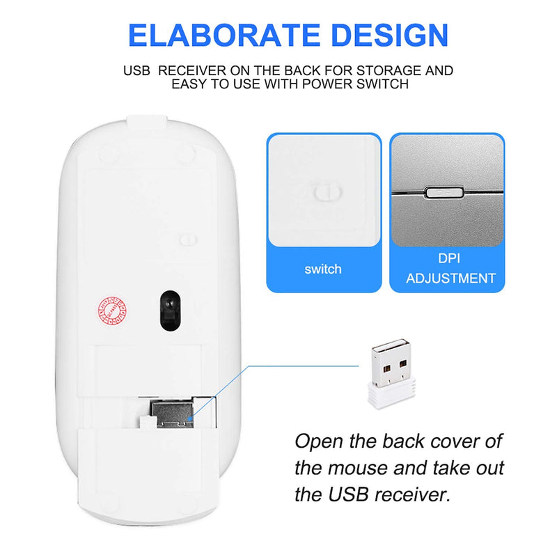 [Australia - AusPower] - Ultra-Thin 2.4G Office Wireless Mouse Mute Charging Mouse Notebook Home Mouse with USB Receiver Compatible for Notebook, PC, Laptop, Computer, MacBook (Silver) Silver 