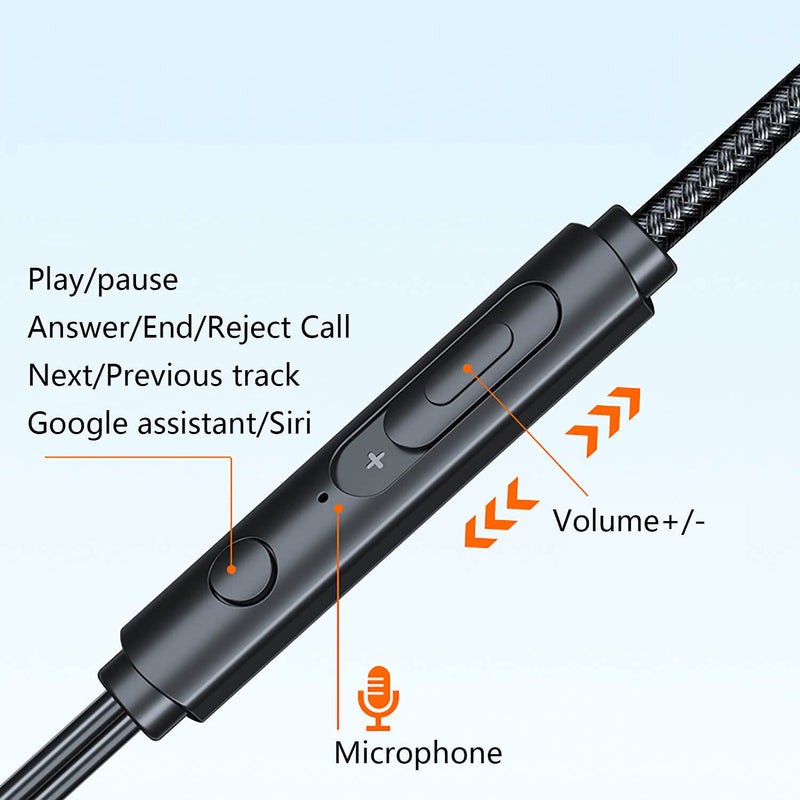 [Australia - AusPower] - Holiper Wired Headphones Dual Drivers with Mic 3.5mm Jack 1.2m Cord in Ear Buds, Wired Earphones Rich Bass Noise Isolation Volume Control 3D Stereo Earbuds for Phones Laptop PC Tablet MP3 Player 