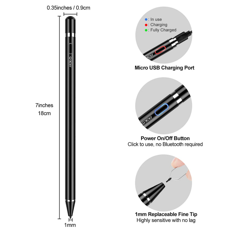 [Australia - AusPower] - MEKO Upgraded Fine Tip Stylus Pen with Palm Rejection, Compatible for 2018&2019&2020 Apple iPad Pro 11/12.9 Inch 3rd&4th Gen , iPad 6th/7th/8th Gen/Air 3rd/4th Gen/Mini 5th Gen Digital Pencil -Black 