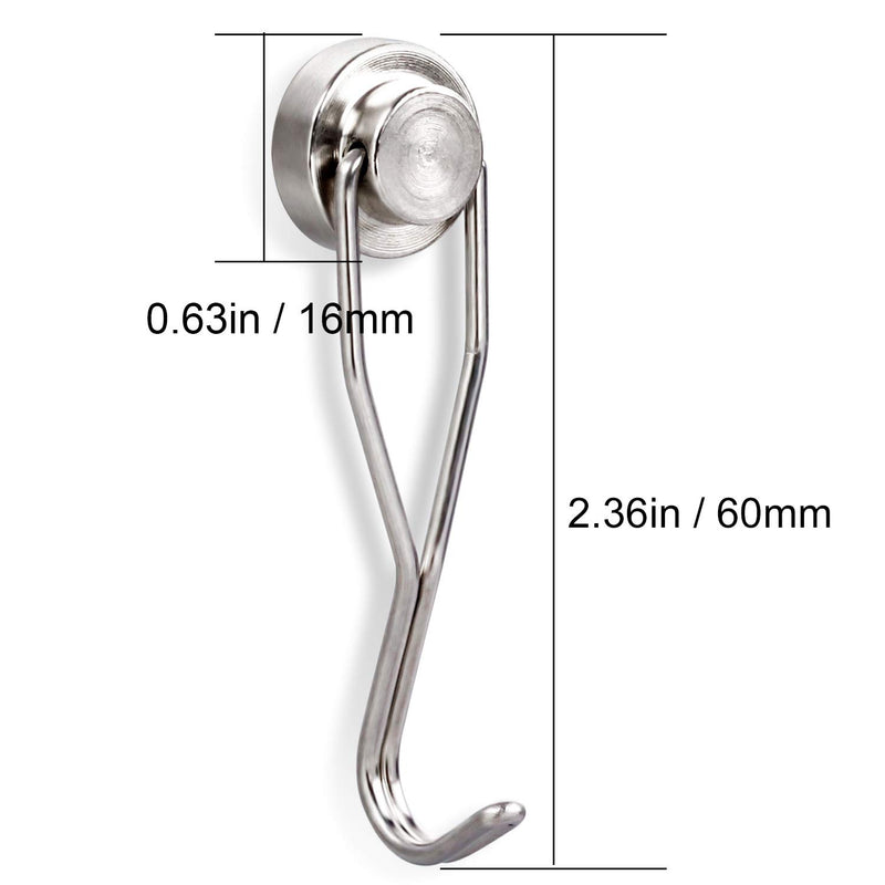 [Australia - AusPower] - Swivel Swing Magnetic Hook New Upgraded, 30LB（6pack）Refrigerator Magnetic Hooks Strong Neodymium Magnet Hook, Perfect for Refrigerator and Other Magnetic Surfaces,60mm(2.36in) in Length 16mm-6p 