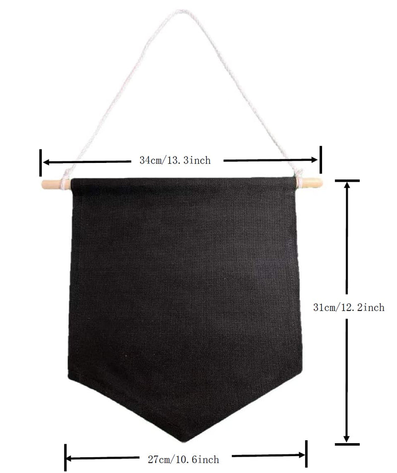 [Australia - AusPower] - 4Pcs Black Blank Cotton Canvas Banner, Pin Wall Display Banner for Decoration, Buttons and Label Collections 