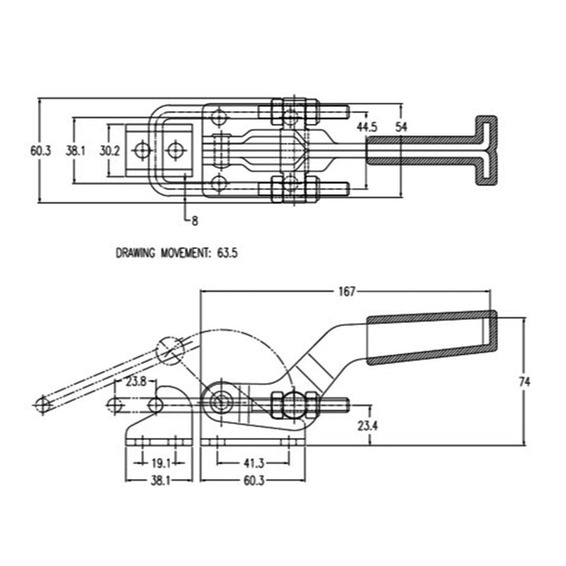 [Australia - AusPower] - POWERTEC 20306 Heavy Duty Adjustable Latch-Action U Bolt Toggle Clamps 40341 - 2000 lbs Holding Capacity, 1PK 1 Pack 