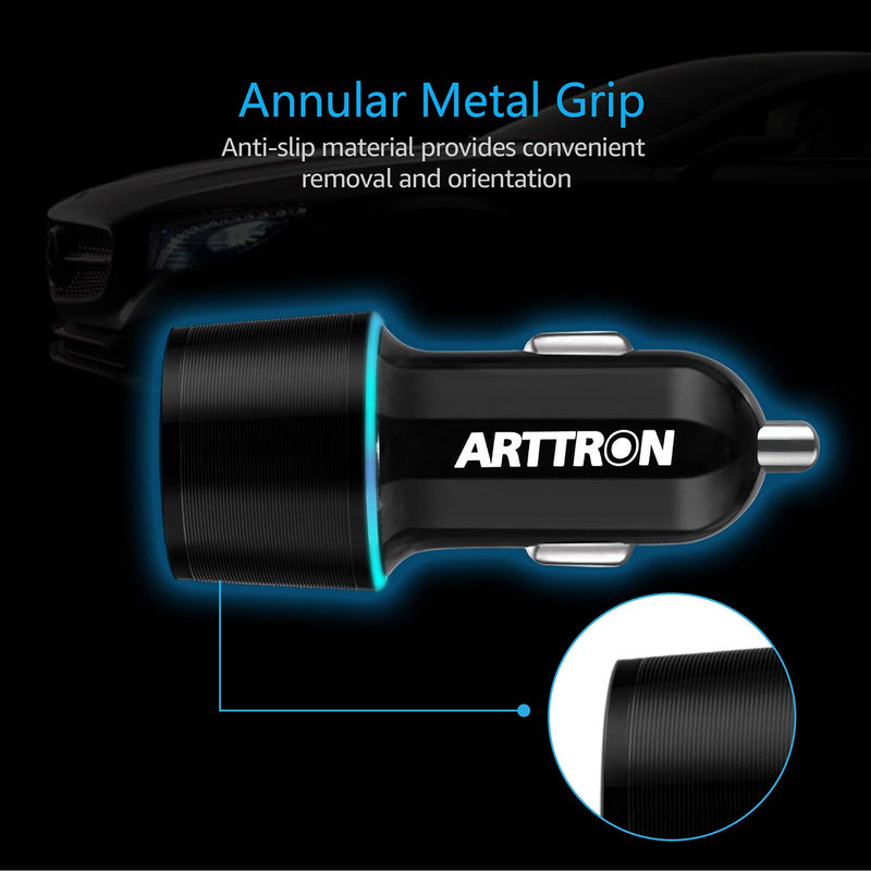[Australia - AusPower] - 12V-24V Cigarette Lighter USB Fast Charger, Arttron Cell Phone Car Charge Adapter Dual Port 24W 4.8A,for iPhone 12/11/XS/Max,Samsung Galaxy S10/S9/S8 etc.Fit for 12V Cigarette Lighter Socket. … 
