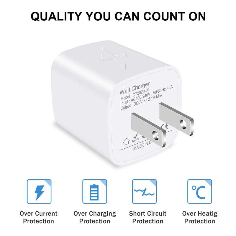 [Australia - AusPower] - USB Plug, Charging Block, GiGreen 2-Port Wall Charger Cube 3PC Power Adapter Charger Box Compatible iPhone SE/11 Pro Max/XS/8/6S, Samsung Galaxy S20+/S10/A10e/A20/A71/A80, Note 20, Moto Z4 white 
