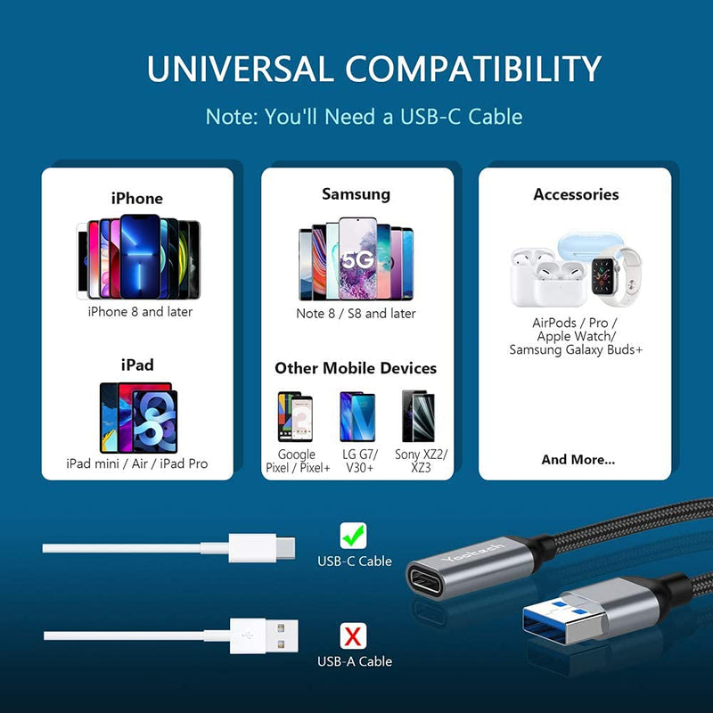 [Australia - AusPower] - [5inch] USB C 3.1 to USB Adapter (2 Pack) - Yootech 5Gbps Type C Female to USB Male Adapter, USBC Power Charger Cable Connector for iPhone 13 12 11 Mini Pro Max,Samsung Galaxy S21, i-Watch Series 7 Space Grey 