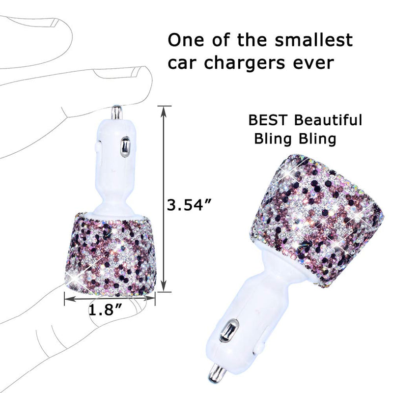 [Australia - AusPower] - Dual USB Car Charger Bling Bling Handmade Rhinestones Crystal Car Decorations for Fast Charging Car Decors Purple for iPhone, iPad Pro/Air 2/Mini, Samsung Galaxy Note9/8/S9/S9+,LG, Nexus, HTC, etc 