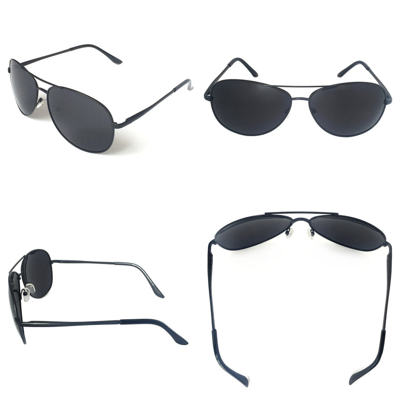 [Australia - AusPower] - J+S Premium Military Style Classic Aviator Sunglasses, Polarized, 100% UV protection Black Frame/Black Lens Classic Aviator - Large 62 Millimeters 