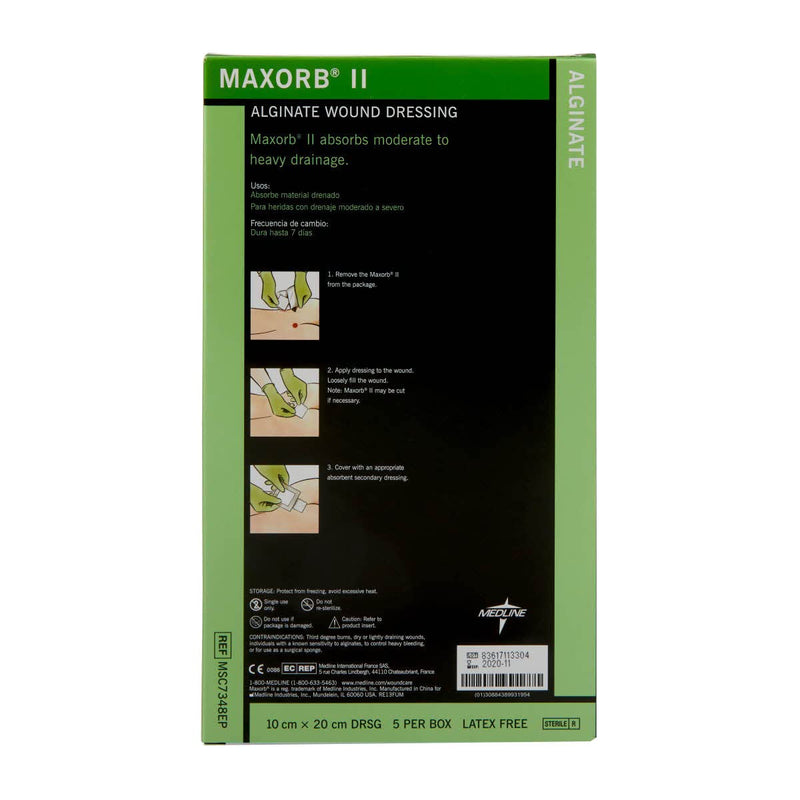 [Australia - AusPower] - Maxorb II Alginate Dressings, 4" x 8" (Pack of 5) 4" X 8" 