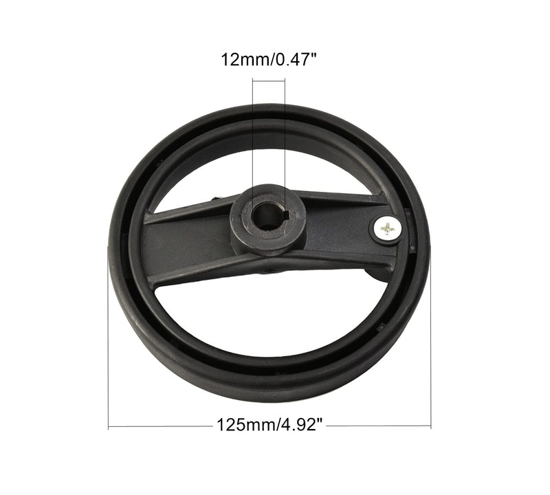 [Australia - AusPower] - Othmro 1Pcs Hand Wheel 12mm Center Hole Diameter 125mm Handwheel Diameter Black 2 Spoked Lathe Handwheel Round Three Hand Wheel with Revolving Handle for Lathe Milling Machine Grinders 1pcs 12 125mm 