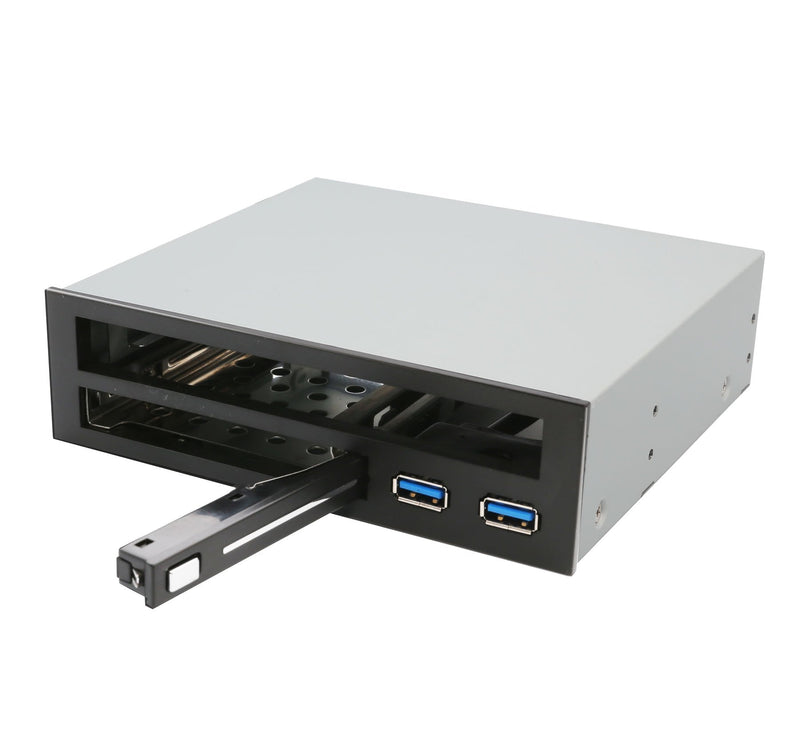 [Australia - AusPower] - Syba 5.25" Bay Adapter for Slim Optical Drive, 2.5" Trayless Rack for Hard Drives HDD SSD, USB Hub - SY-MRA55005 