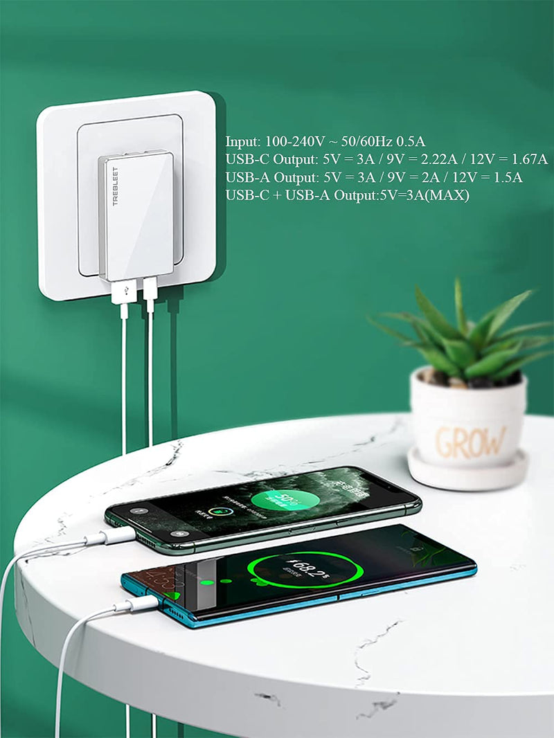 [Australia - AusPower] - Ultra-Thin 20W USB-C PD Fast Portable Charger,2-Port Wall Charger,Power Adapter PD 3.0 with USB C and QC 3.0 USB A for iPhone 13/13 Pro/12/12 Mini/12 Pro/12 Pro Max/11, Galaxy, Pixel 4/3, iPad Pro 