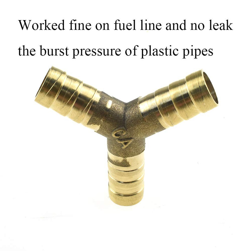 [Australia - AusPower] - Hahiyo Brass Hose Barb Y Shape 3 Way Fittings 9.5mm Inner Dia Multiple Directions Pipe Line Clamp Elbow Adapter Flow Smoothly Close Enough Not Leak Wide Temperature Range for Water Fuel Oil Gas 1pcs Y Shape-3/8"-1Pieces 