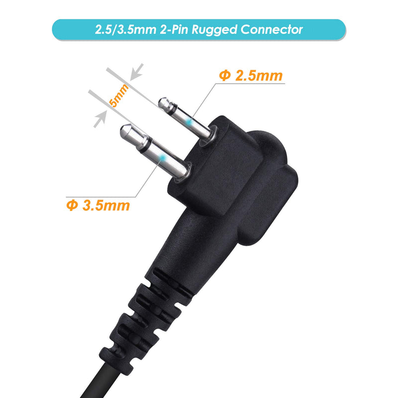 [Australia - AusPower] - BONMIXC (2 Pack) 2-Pin Two-Way Radio Earpiece with Mic Compatible with Motorola 2.5mm+3.5mm 2-Pin Radios Walkie Talkie Headset Reinforced Cable with PTT 
