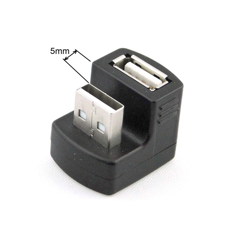 [Australia - AusPower] - CY USB 2.0 A Extension Adapter Male to Female Right Angled 90 180 Degree Black 