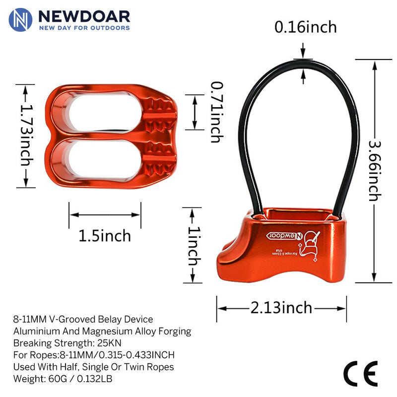 [Australia - AusPower] - NewDoar Climbing Abseiling Belay Device ATC Rappelling Descender 25KN V-grooved Equipment ATC+CLOCK 