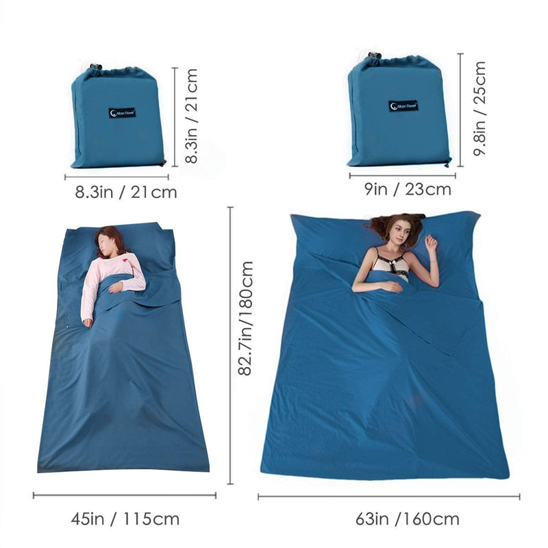 [Australia - AusPower] - Sleeping Bag Liners Lightweight Travel Camping Sheet Sleep Bag Liner Adults Lightweight Warm Weather Hotel Compact Portable Sleeping Sack Indoor Outdoor Hostels Traveling Backpacking Hiking Blankets Blue 45 x 82.6inch(115 x 210cm) 