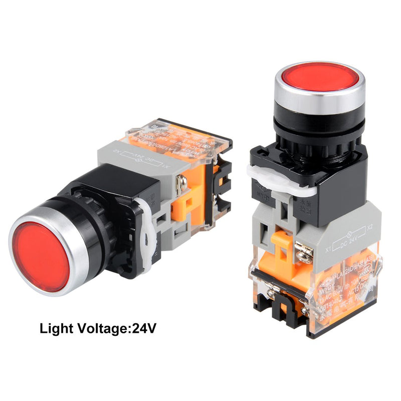[Australia - AusPower] - uxcell 22mm Momentary Push Button Switch Red LED Light Round Button DPST 1 NO 1 NC Light 24V 