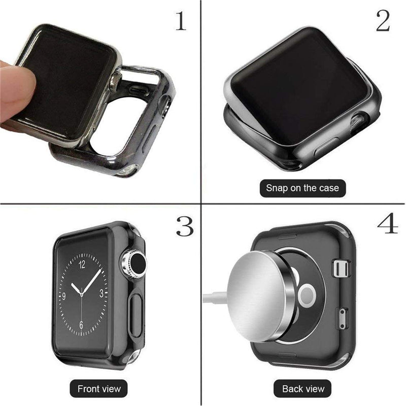 [Australia - AusPower] - HANKN Case for Apple Watch Series 7 45mm /Series 6 5 4 Se 44mm, Plated Shiny Soft TPU Cover Iwatch Bumper [No Front Screen Protector] (Silver) Silver 44mm/45mm 