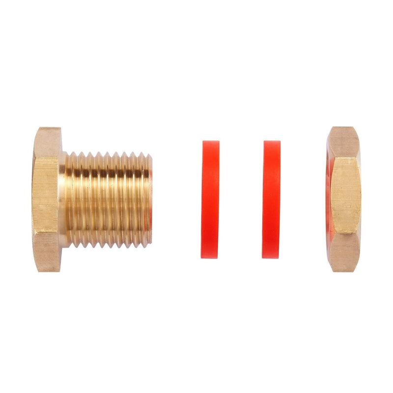 [Australia - AusPower] - Litorange 2 PCS Lead-Free Brass Bulkhead Fitting 1/4" NPT Female to 1/2" GHT Male Brass Bulk Head Pipe Fitting Bulkhead Tank Fitting Coupler Coupling,15/16" Length (Pack of 2) 